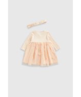 MOTHERCARE suknelė ilgomis rankovėmis, pėdkelnės ir galvos juosta, IF380 92