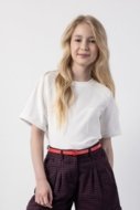COCCODRILLO marškinėliai ACADEMY GIRL JUNIOR, kreminiai, ZC5143203AGJ-003-146, 146 cm