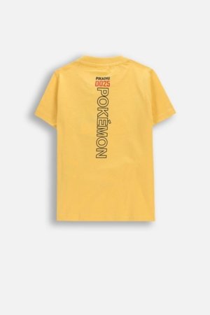 COCCODRILLO marškinėliai trumpomis rankovėmis LICENCE BOY, geltoni, WC5143204LBD-004-122, 122 cm 