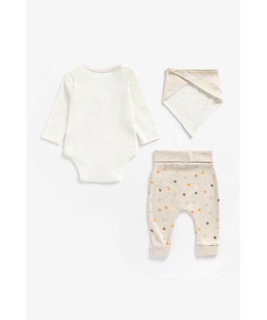 MOTHERCARE smėlinukas ilgomis rankovėmis, kelnės ir seilinukas, BB773 567920