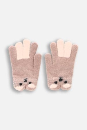 COCCODRILLO pirštuotos pirštinės ACCESSORIES WINTER GIRL, rudos, ZC4360318AWG-018-XL, XL cm 