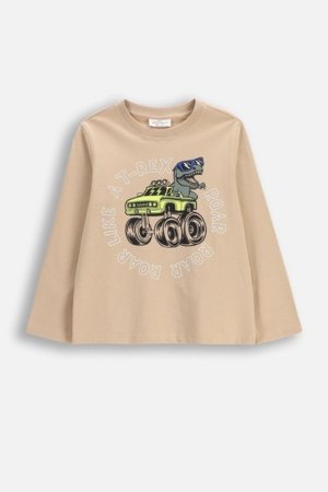 COCCODRILLO marškinėliai ilgomis rankovėmis, smėlio spalvos, WC6143102NBK-002-104, 104 cm 