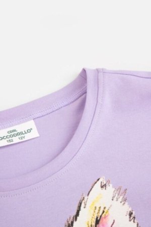 COCCODRILLO marškinėliai EVERYDAY GIRL A, violetiniai, ZC4143204VGA-016-152, 152 cm 