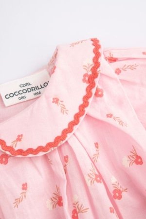 COCCODRILLO suknelė trumpomis rankovėmis NOSTALGIC MEADOW GIRL NEWBORN, rožinė, WC5128201NGN-033-086, 86 cm 
