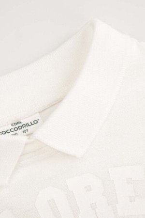 COCCODRILLO marškinėliai trumpomis rankovėmis SCHOOL TIME GIRL JUNIOR, ecru, ZC4143103SGJ-003-128, 128 cm 