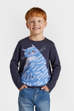 COCCODRILLO marškinėliai LICENCE BOY KOCIA SZAJKA, tamsiai mėlyni, ZC4143101LBK-015-134, 134 cm 