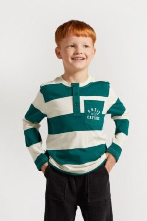 COCCODRILLO marškinėliai ilgomis rankovėmis ACADEMY BOY KIDS, žali, ZC4143101ABK-011-122, 122 cm 