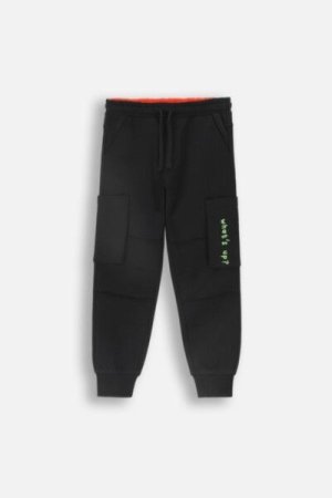 COCCODRILLO sportinės kelnės GRUNGE SWAMP BOY KIDS, juodos, ZC4120102GBK-021-122, 122 cm 