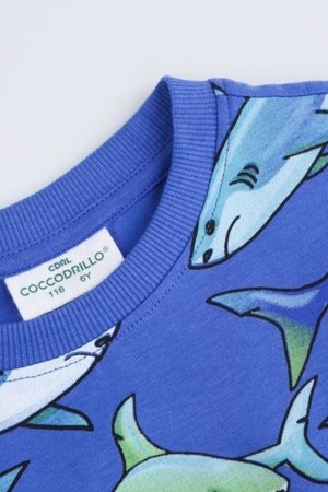 COCCODRILLO marškinėliai trumpomis rankovėmis IN THE SUN BOY KIDS, mėlyni, WC5143203IBK-032-122, 122 cm 