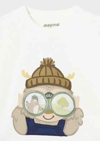 MAYORAL marškinėliai ilgomis rankovėmis 3D, kreminiai, 2.036-83, 92 cm 