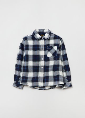 OVS BOY3-10Y SHIRTS L/S 2M 3-4 BLUE CHECK 001825452 