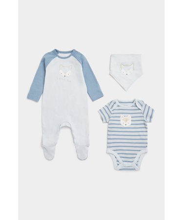 MOTHERCARE šliaužtinukas ilgomis rankovėmis, smėlinukas trumpomis rankovėmis ir seilinukas , FB273  