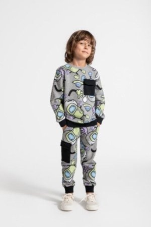 COCCODRILLO sportinės kelnės WORLD OF PIXEL BOY KIDS, pilkos, ZC4120105WBK-019-122, 122 cm 