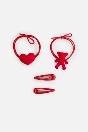 COCCODRILLO plaukų gumytės ir segtukai, raudonos, WC6311205PBJ-009-000,  