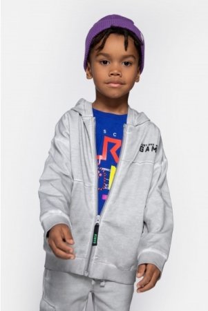 COCCODRILLO susegamas džemperis su gobtuvu GAMER BOY KIDS, pilkas, WC4132402GBK-019-122, 122 cm 