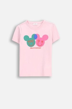 COCCODRILLO marškinėliai trumpomis rankovėmis EVERYDAY GIRL B, rožiniai, WC5143207VGB-007-152, 152 cm 