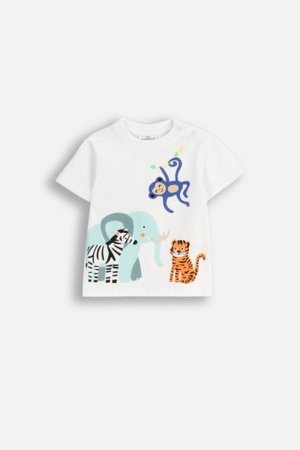 COCCODRILLO marškinėliai trumpomis rankovėmis TROPICAL STORY BOY NEWBORN, balti, WC5143201TBN-001-086, 86 cm 