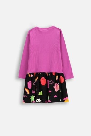 COCCODRILLO suknelė ilgomis rankovėmis REBEL GIRL KIDS, violetinė, WC5129103RGK-016-122, 122 cm 