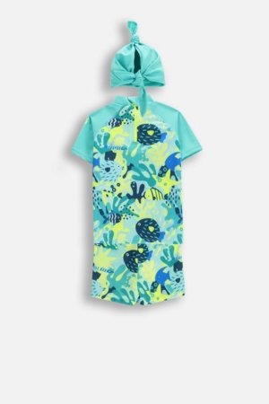 LEMON maudymosi kostiumėlis ir kepurė, žalias, WL6376801SWB-022-092, 92 dydis 