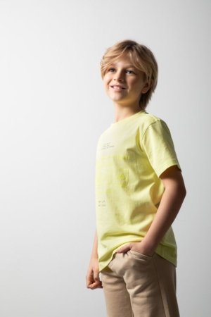 COCCODRILLO marškinėliai trumpomis rankovėmis, geltoni, WC6143203NBJ-004-164, 164 cm 