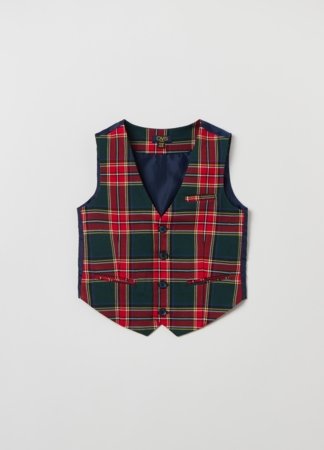 OVS BOY3-10Y VEST 2M 6-7 GREEN CHECK 001913375 