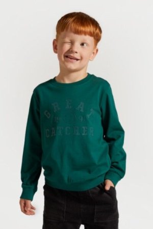 COCCODRILLO marškinėliai ilgomis rankovėmis ACADEMY BOY KIDS, žali, ZC4143103ABK-011-122, 122 cm 