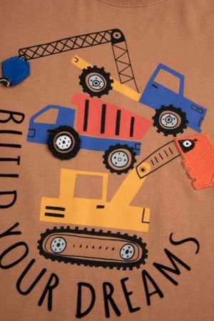 COCCODRILLO marškinėliai CITY BUILDER BOY KIDS, rudi, ZC5143202CBK-018-116, 116 cm 