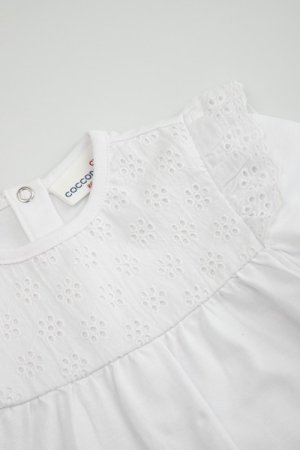 COCCODRILLO smėlinukas ilgomis rankovėmis NATURE GIRL NEWBORN, baltas, ZC3112104NGN-001 ZC3112104NGN-001-074