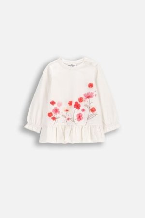 COCCODRILLO marškinėliai ilgomis rankovėmis NOSTALGIC MEADOW GIRL NEWBORN, kreminiai, WC5143103NGN-003-086, 86 cm 
