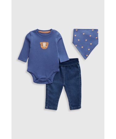 MOTHERCARE smėlinukas ilgomis rankovėmis, kelnės ir seilinukas, IF515 80 