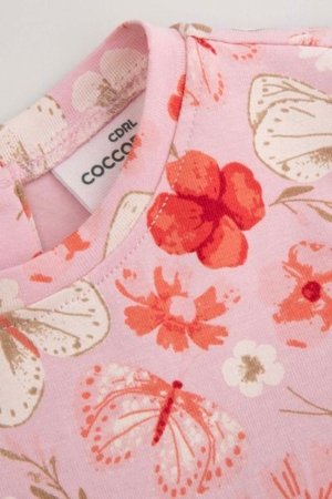 COCCODRILLO suknelė ilgomis rankovėmis NOSTALGIC MEADOW GIRL NEWBORN, rožinė, WC5129601NGN-007-086, 86 cm 