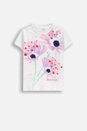 COCCODRILLO marškinėliai trumpomis rankovėmis EVERYDAY GIRL C, balti, WC5143210VGC-001-152, 152 cm 