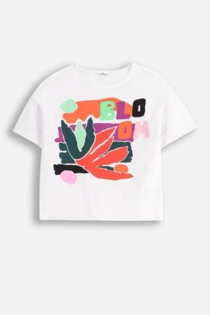 COCCODRILLO marškinėliai trumpomis rankovėmis MAXITROPIC GIRL JUNIOR, balti, WC5143201MGJ-001-164, 164 cm 