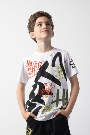 COCCODRILLO marškinėliai SPORTS BOY JUNIOR, balti, cm 