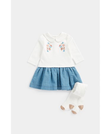 MOTHERCARE suknelė ilgomis rankovėmis ir pėdkelnės, FB364 644028