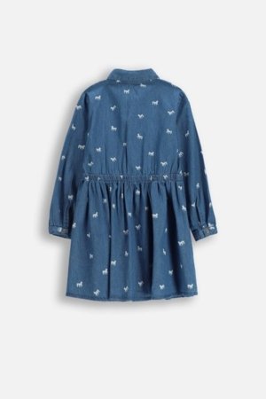 COCCODRILLO suknelė ilgomis rankovėmis, mėlyna, WC6128101GGK-014-098, 98 dydis 