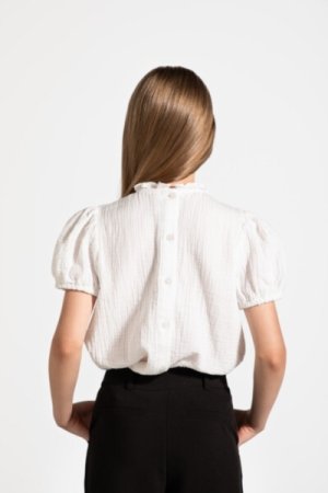 COCCODRILLO palaidinė trumpomis rankovėmis BACK TO SCHOOL GIRL, balta, WC4140202BSG-001-146, 146 cm 
