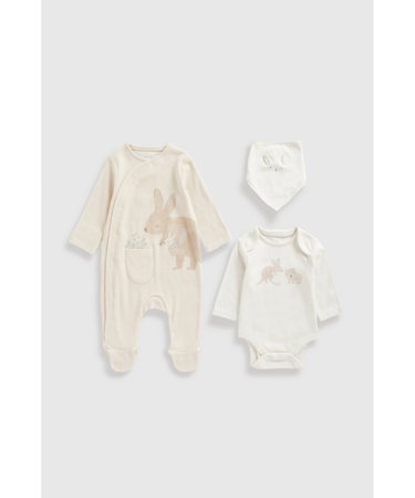 MOTHERCARE šliaužtinukas ilgomis rankovėmis, smėlinukas ir seilinukas, GF294 