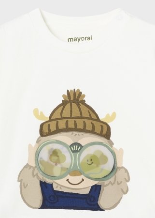 MAYORAL marškinėliai ilgomis rankovėmis 3D, kreminiai, 2.036-83, 92 cm 