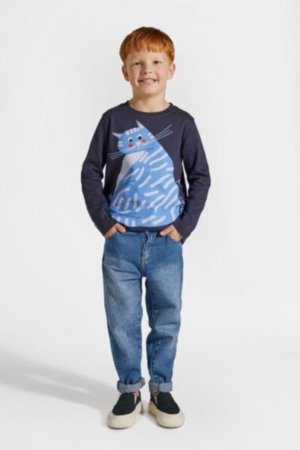 COCCODRILLO marškinėliai LICENCE BOY KOCIA SZAJKA, tamsiai mėlyni, ZC4143101LBK-015-134, 134 cm 