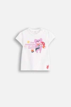 COCCODRILLO marškinėliai trumpomis rankovėmis MAXITROPIC GIRL NEWBORN, balti, WC5143201MGN-001-086, 86 cm 