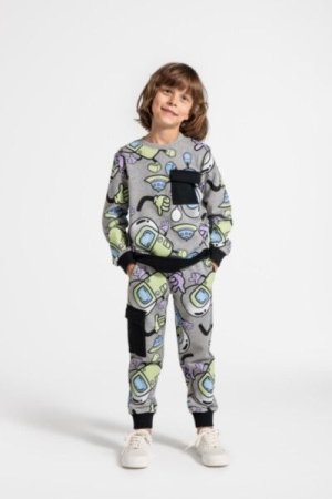 COCCODRILLO sportinės kelnės WORLD OF PIXEL BOY KIDS, pilkos, ZC4120105WBK-019-122, 122 cm 