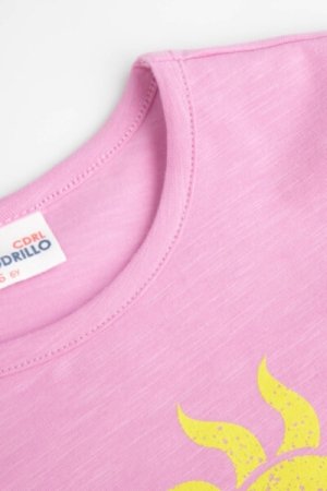 COCCODRILLO marškinėliai trumpomis rankovėmis HAPPY RETRO GIRL KIDS, rožiniai, WC4143204HGK-007-092, 92 cm 