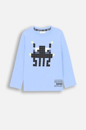 COCCODRILLO marškinėliai WORLD OF PIXEL BOY KIDS, mėlyni, ZC4143101WBK-014-122, 122 cm 
