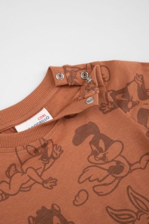 COCCODRILLO smėlinukas ilgomis rankovėmis LICENCE BOY LOONET TUNES, rudas, ZC3112101LBL-018 ZC3112101LBL-018-086