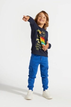 COCCODRILLO marškinėliai DIGITAL BOY KIDS, tamsiai mėlyni, ZC4143104DBK-015-122, 122 cm