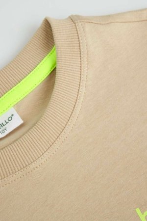 COCCODRILLO marškinėliai trumpomis rankovėmis, smėlio spalvos, WC6143204NBJ-002-164, 164 cm 