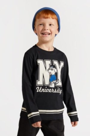 COCCODRILLO marškinėliai ilgomis rankovėmis ACADEMY BOY KIDS, juodi, ZC4143104ABK-021-092, 92 cm 