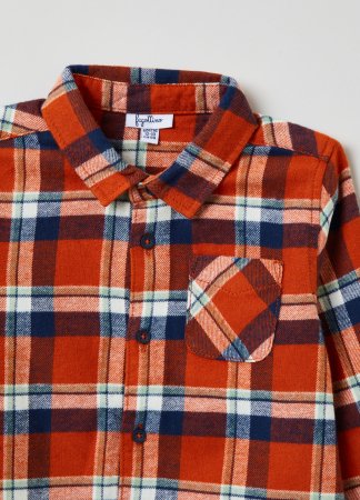 OVS BOY9-36M SHIRTS L/S 2M 9-12 ORANGE/BLUE CHECK 001849999 