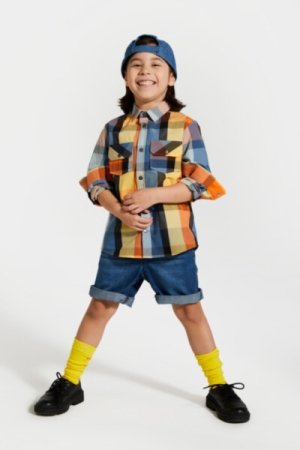 COCCODRILLO šortai DIGITAL WORLD KIDS, mėlyni, WC4123201DWK-014 